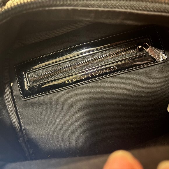 SOLD A/X Armani Exchange Patent Leather Black Purse W Detachble Strap - Picture 9 of 13